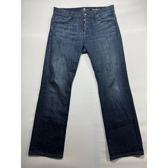 7 for All Mankind Men's Standard Fit Straight Leg Blue Jeans - Size 31 (33x29) - Picture 1 of 6